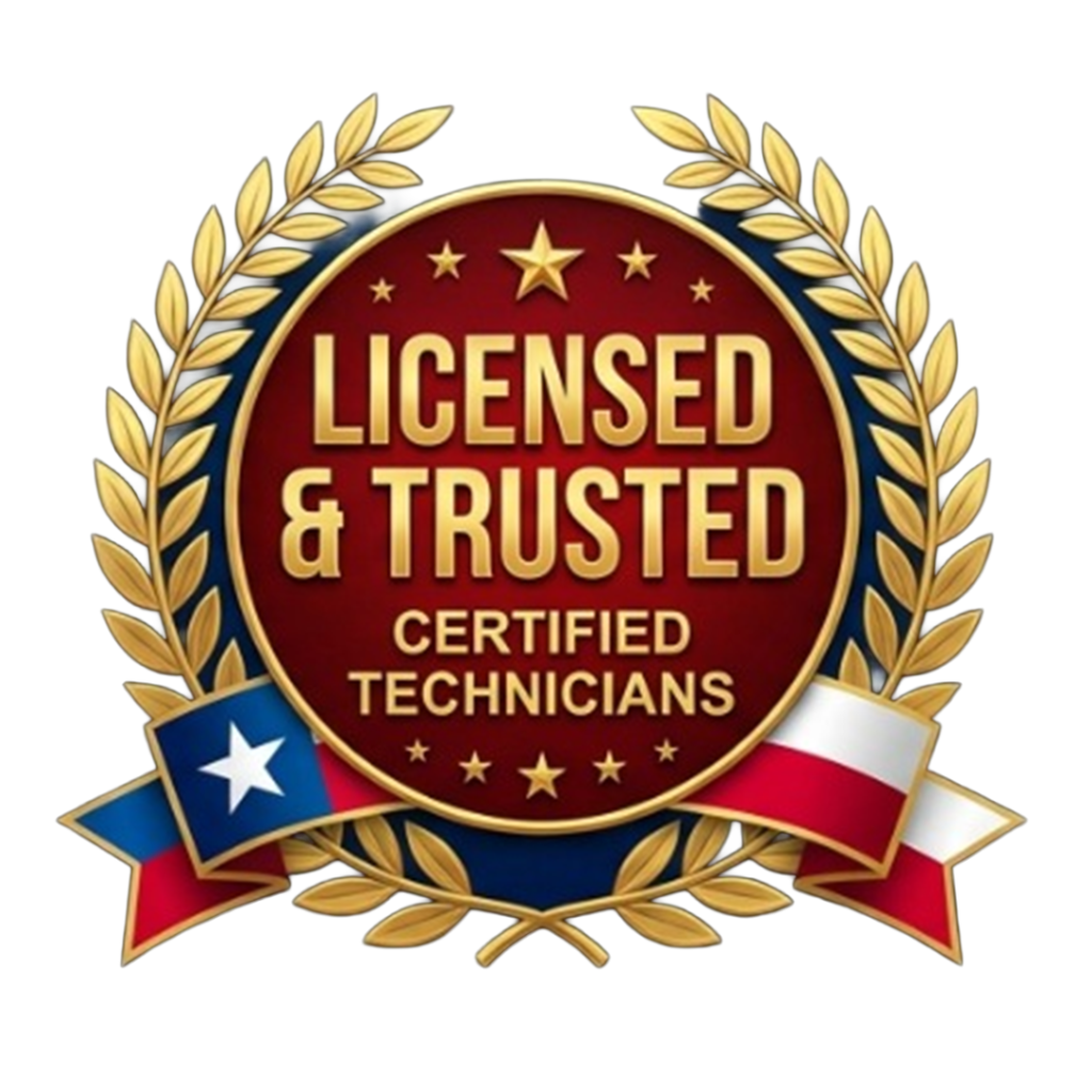 Licensed and Trusted Certified Technicians badge for Exterminator Grand Prairie.