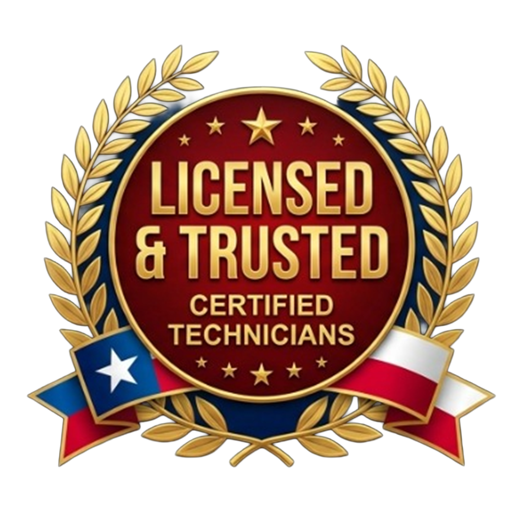 Licensed and Trusted Certified Technicians badge for Exterminator Grand Prairie.