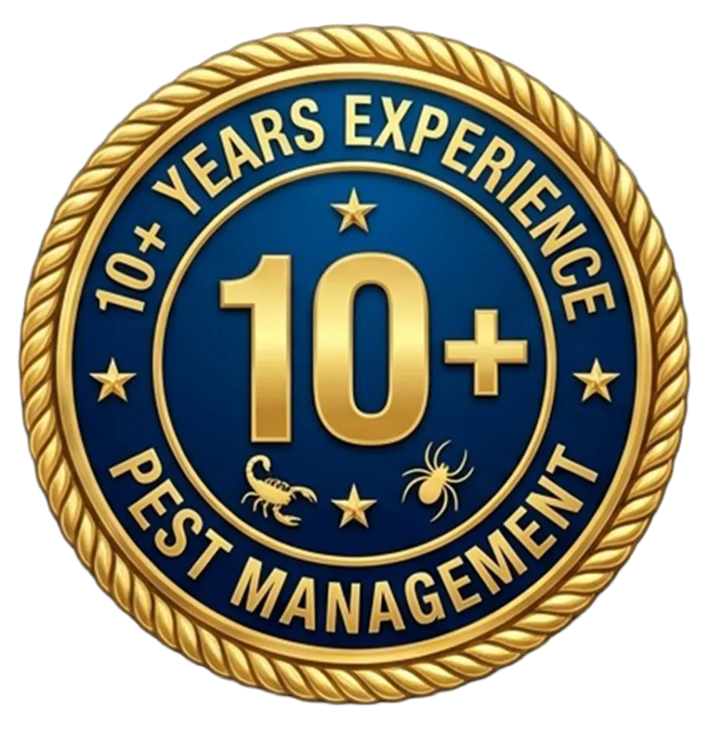 Exterminator Grand Prairie 10 Plus Years Experience Pest Management Badge