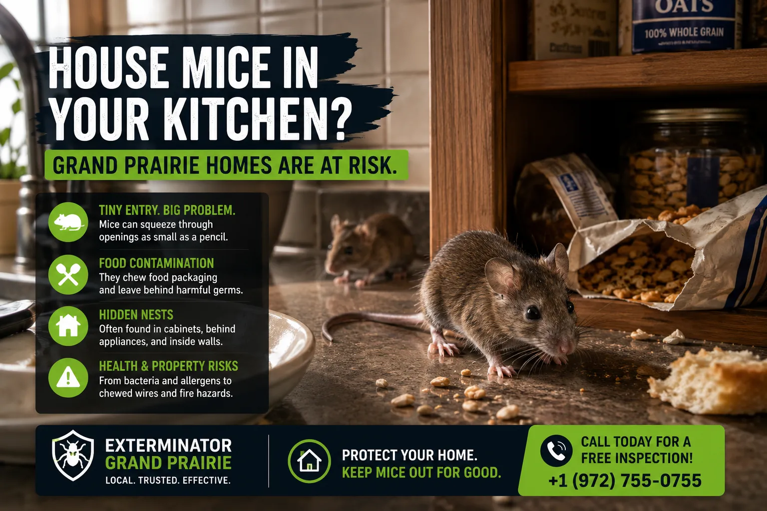 House mice problem in kitchen - Grand Prairie TX rodent exterminator