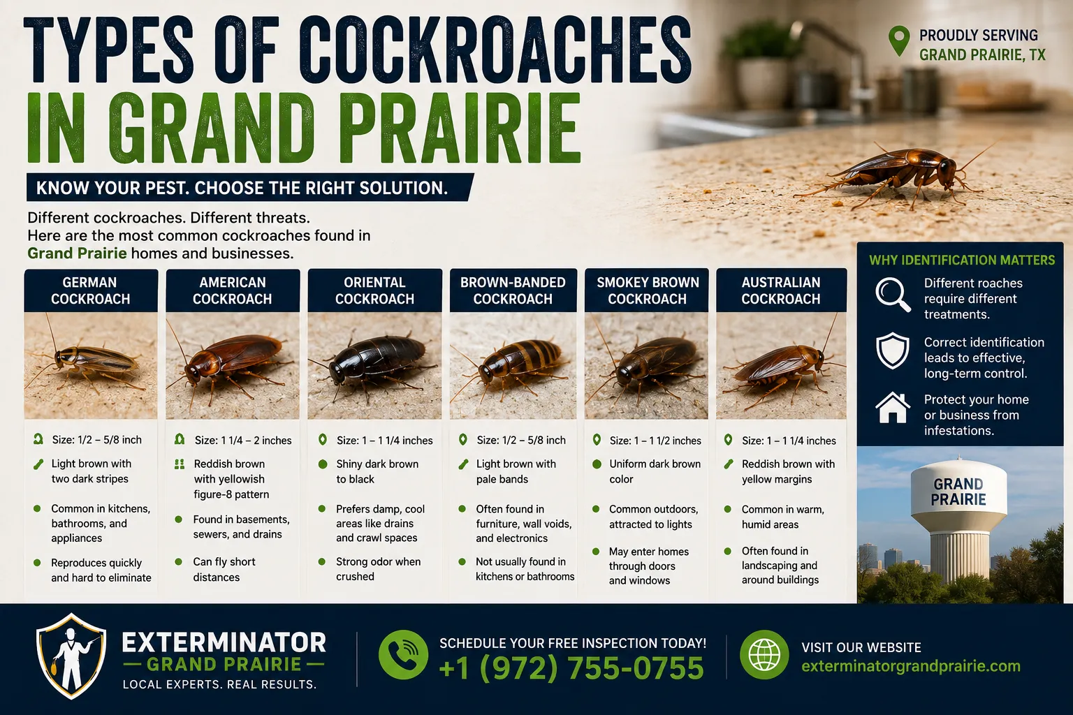 Common cockroach species in Grand Prairie TX German cockroach