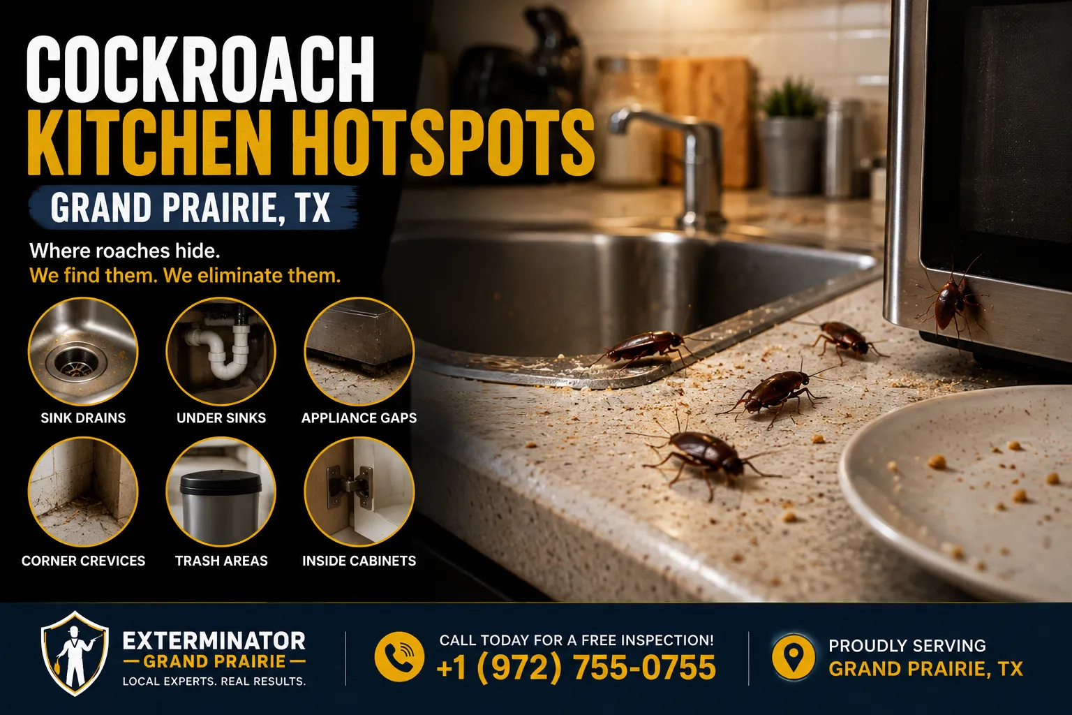 Professional German cockroach inspection Grand Prairie TX