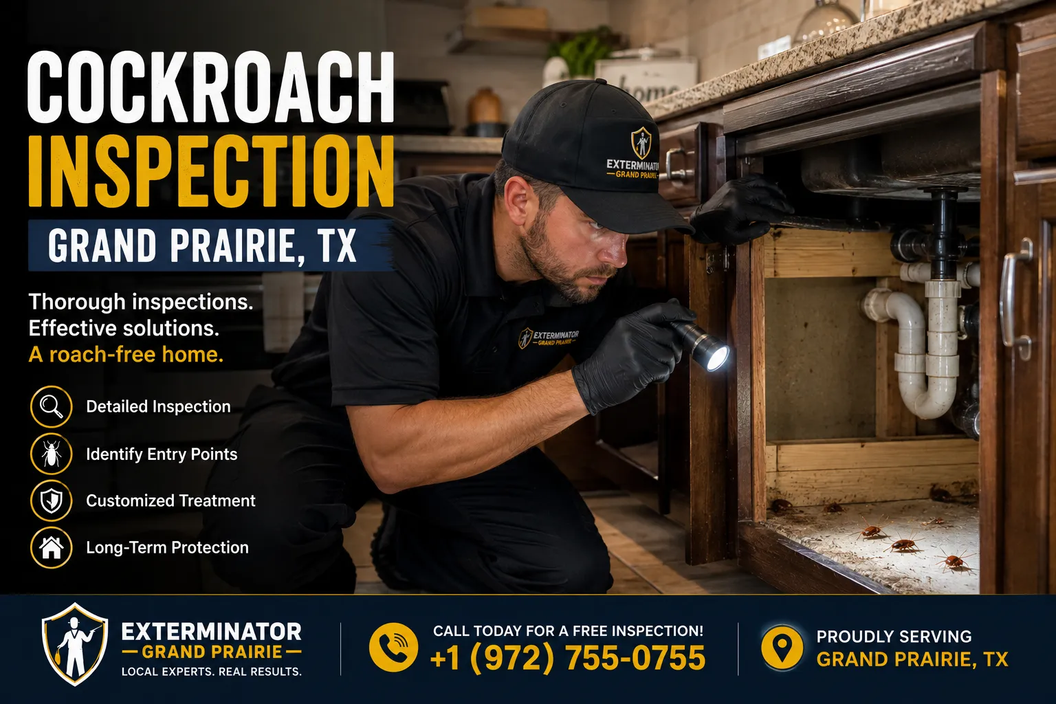 Cockroach inspection and extermination service in Grand Prairie TX