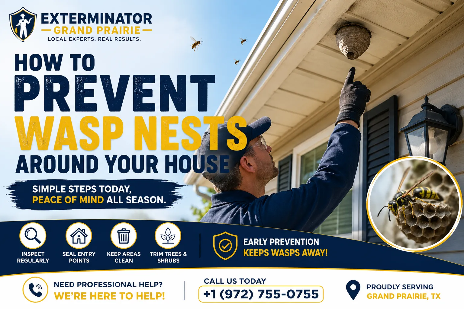 How to prevent wasp nests around your Grand Prairie TX house