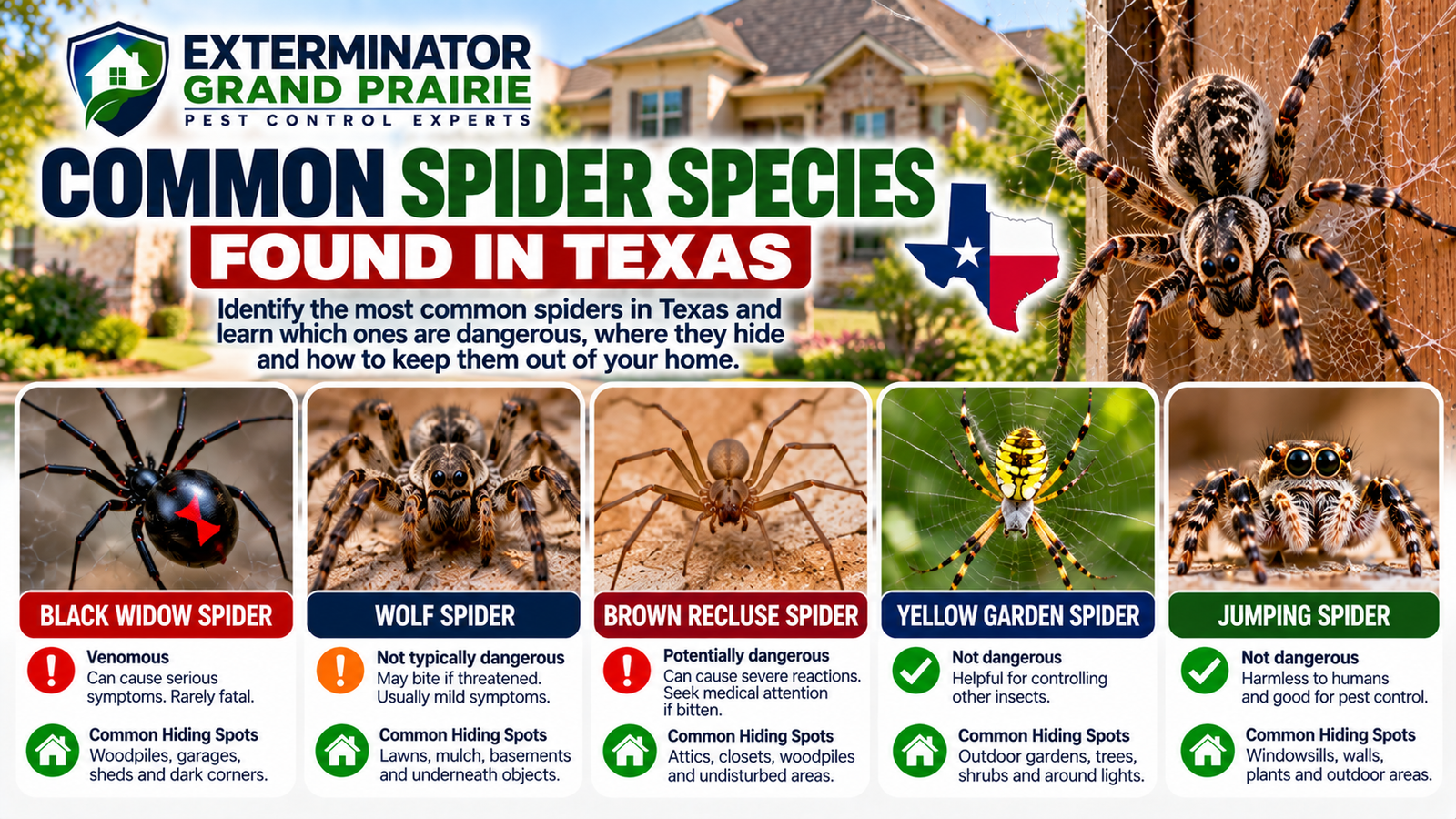 Common spider species in a Dallas home showing why spider control in Dallas TX is needed