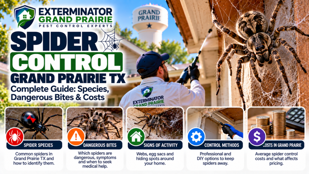 Spider Control Grand Prairie TX — Complete Guide: Species, Dangerous Bites & Costs

