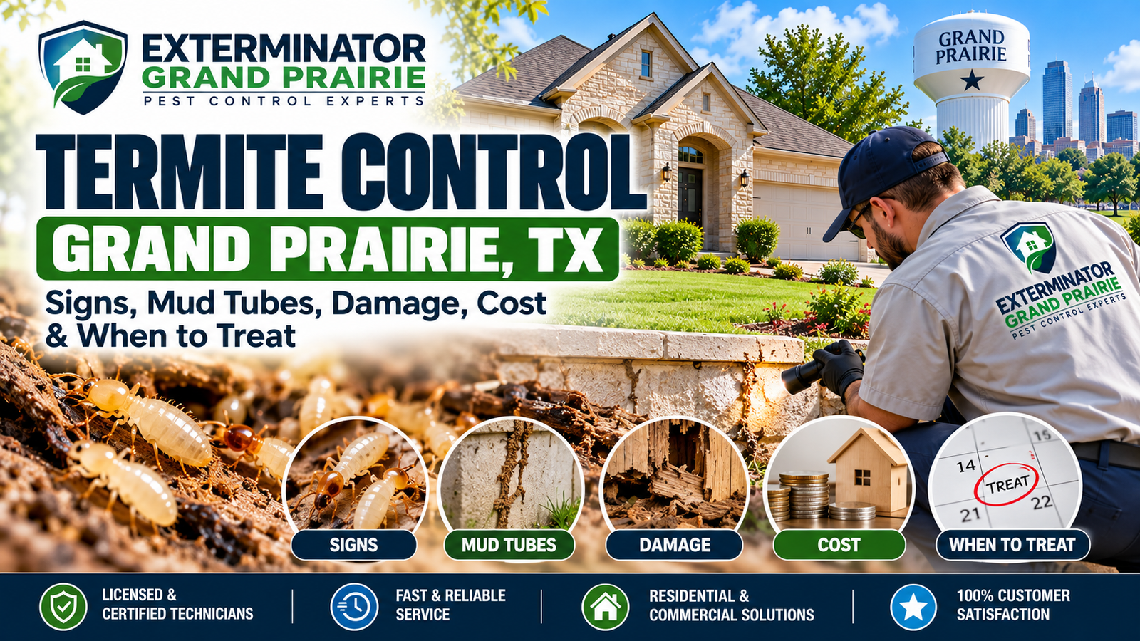 Termite control Grand Prairie TX - visible signs of termite damage