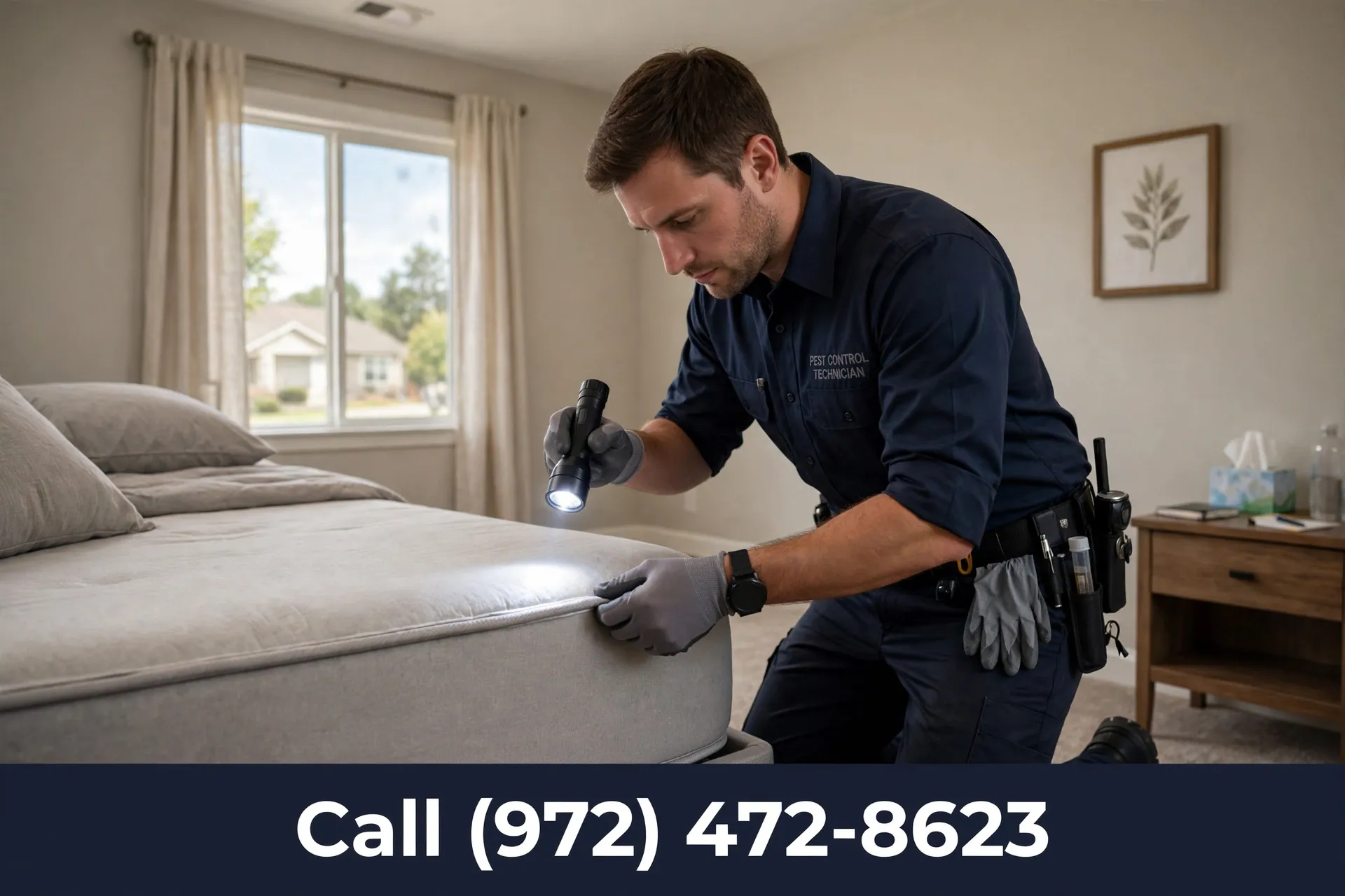Call (972) 472-8623 — bed bug mattress inspection Grand Prairie TX