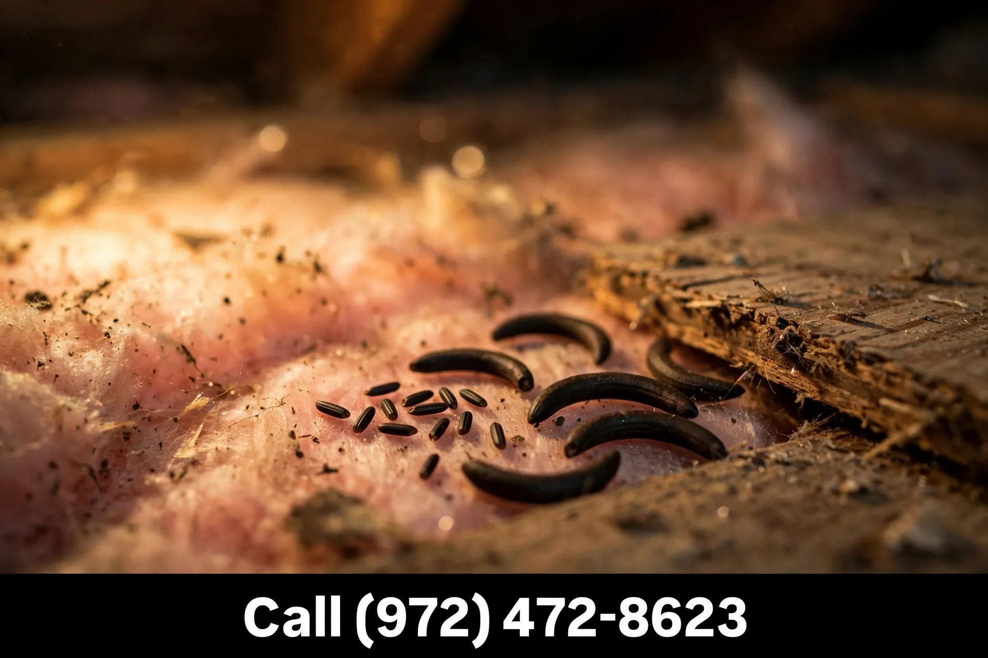 Roof rat and mouse droppings compared on attic insulation in Grand Prairie TX